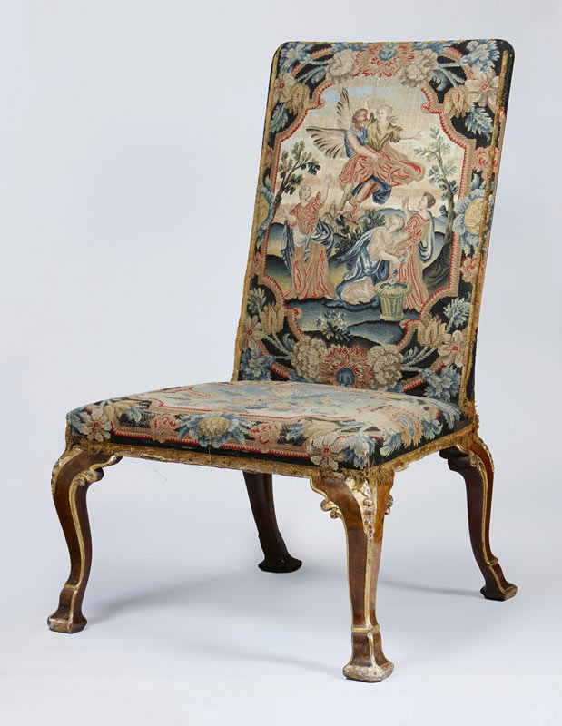 A George I figured walnut and gilt chair, c.1720