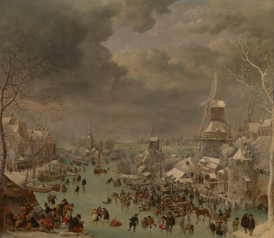 A Winter Scene with Figures Skating