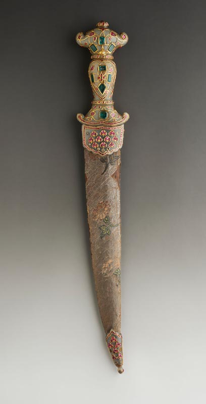 A jewelled Mughal dagger and scabbard which belonged to Robert Clive of India, 1700-1750